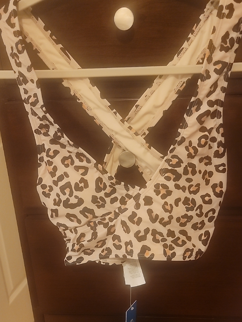 NWT Cupshe Leopard Print Bikini Top - Beige and Brown Size M